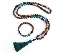 Juego de piedras negras de 8 mm para meditación, yoga, espiritual, joyería de 108 Mala con abalorio, Piedra semipreciosa, piedra natural