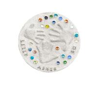 Juego de piedras redondas con forma de huella de mano, juego completo con 26 sellos de letras, juego completo para manualidades (35 cm)