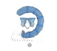 Juego de piel sintética para orejas y cola de gato, disfraz de cosplay simulado para fiesta, Skel integrado