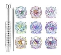 Juego de Piercings para La Nariz con Herramientas, Diseño Degradado Fuegos Artificiales Circonitas Colores, Piercing Aro Cartílago Hélix y Trago(9 Pink and Blue Galaxy*1,6mm)