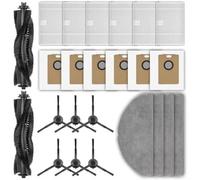 Juego de piezas de repuesto para aspiradoras robot Tapo RV30 Max Plus/RV20 Max Plus, incluye 2 cepillos principales, 6 filtros HEPA, 6 bolsas de polvo, 4 paños de fregona, 6 cepillos laterales