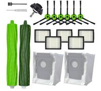 Juego de piezas de repuesto para iRobot Roomba J Plus Serie J5+ J6+ J7+ J8+ J9+ - 1 rueda delantera, 1 cepillo de goma, 5 filtros HEPA, 6 cepillos laterales, 2 bolsas de polvo (no Combo j7+, j9+)
