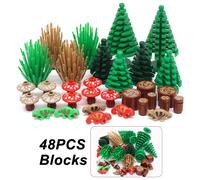 Juego de Piezas para Bloques de Construcción 48pcs-54pcs - Accesorios para de Jardín en con Vista al Bosque y Árboles de Pino, y de Madera, Compatibles con 2435 3471 6064 14769 57763
