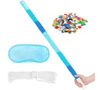 Juego de piñata azul de 31.5 pulgadas con venda para los ojos y confeti, decoración ligera y resistente para niños y niñas, fiesta de cumpleaños, suministros de juego interactivos