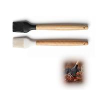 Juego de pinceles de cocina de silicona con mango de madera, resistente al calor, para barbacoa y repostería, para marinada, cepillo de cocina, antiadherente, adecuado como pincel de silicona, color