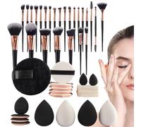 Juego de pinceles de maquillaje - Juego de brochas de maquillaje profesionales con pincel facial | Juego de brochas de maquillaje para base, sombra de ojos en polvo y colorete | Brochas con