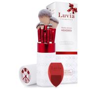Juego de pinceles de maquillaje profesional Luvia, idea de regalo, Prime Vegan Memories Velvet Red, Pearl, 7 pinceles de maquillaje, incluye almacenamiento de pinceles y esponja mezcladora // Prime