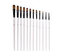 JUEGO DE PINCELES DE PELO DE NYLON PARA PINTURA ACRÍLICA AL ACEITE ACUARELA KITS PROFESIONALES BLANCO (12 cepillos de avellana.)