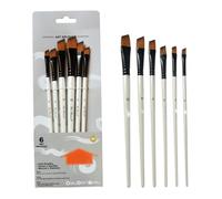 Juego de Pinceles de Pintura, Pinceles de Dibujo biselados para Pintura al óleo de Acuarela, 6 uds.