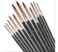 Juego De Pinceles Para Pintar Juego de 12 pinceles for pintar, pinceles profesionales con punta redonda y puntiaguda, pinceles de nailon for pintura acrílica, acuarela y óleo Brochas Pintura(12pcs Bla