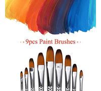 Juego de Pinceles para Pintar, Pinceles para Pintura Al óleo, 9 Piezas con Diseño de Punta Filbert para Acuarela, óleo, Gouache, Pintura Acrílica, Cuerpo, Uñas