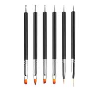 Juego de pinceles para uñas, juego de pinceles, 6 herramientas de delineado de uñas francesas, taladro de punta acrílica, manicura de doble cabeza para diseños de uñas de esmalte de gel