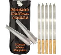 Juego de pinchos de acero inoxidable de alta calidad, soportes y estuche, ideal para brochetas Shish Kabob para parrilla, brochetas de barbacoa, kebabs, churrasco, picanha, pinchos de espada brasileña
