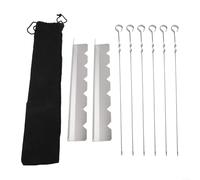 Juego de pinchos para barbacoa de acero inoxidable con soporte y cepillo de aceite para uso duradero en cocinas al aire libre y fiestas de barbacoa