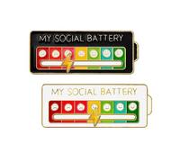 Juego de pines de batería social, paquete de 2 pines de solapa con indicador de estado de ánimo deslizante con pantalla de emoji de 7 días, broche emocional creativo para mochilas, chaquetas