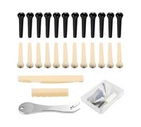 Juego de pines y sillines para puente de guitarra acústica con herramientas de extracción de metal, adecuado para mejorar la resonancia del tono, accesorios profesionales de guitarra