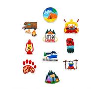 Juego de pinos para colmillos Tema Camping - Jibbitz Compatibles Zuecos y Zapatos - Encantos Decorativos Fuego de Camp Tienda Paisaje Naturaleza Aventura Exterior - Accesorios Personalización