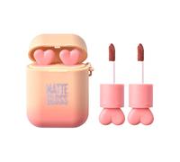Juego de pintalabios mate de 2 colores - Innovador lápiz labial con diseño único de auriculares - Regalo creativo de maquillaje para mujeres - Lápiz labial mate de larga duración