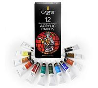 Juego de pintura acrílica para principiantes, estudiantes o artistas, una combinación perfecta de colores vivos, fáciles de mezclar y con buena cobertura en papel, lienzo, madera y tela. 12 piezas