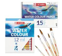 Juego De Pintura Acrílica Royal Talens Con 24x12ml Tubos, Bloc A4 Y 5 Pinceles