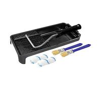 Juego de pintura antiincrustante de 10 cm, 2 rodillos de pintura de nailon, 2 pinceles de pintura, 1 bandeja de pintura, 1 soporte para rodillo, antiincrustante, poliéster, resina epoxi