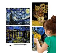 Juego de pintura artística para rascar, kit de papel arcoíris de tamaño moderado | Actividad de pintura artesanal para adultos, principiantes, artistas, juego de dibujo manual para creatividad