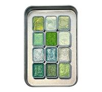 =Juego de pintura con purpurina de acuarela: kit de arte educativo de 12 colores, suministros de pintura portátiles para niños, equipo de dibujo para profesores, pigmento para pasatiempos artesanales