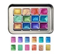 Juego De Pintura De Acuarela, 12 Colores Brillantes Variados, 6.4x9.9x1.2cm, Kit De Acuarelas De Suministros De Arte, Colores De Agua De Viaje Con Textura Brillante, Dibujos De Regalos Para Artistas D