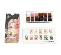 Juego de pintura de acuarela, 12 colores de piel en caja portátil, juego de acuarela de viaje para artistas, aficionados, amantes de la pintura, pintura sólida, profesional, no tóxico, pigmento sólido