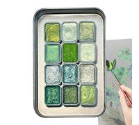Juego de pintura de acuarela brillante: paleta de doce colores con acabado metálico, kit de dibujo de arte educativo, de suministros de pintura creativa, fórmula de mezcla suave con brillo de pig