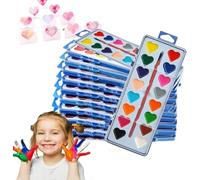 Juego de pintura de acuarela de corazón, kit de pintura de 16 colores para el día de San Valentín, pinturas de acuarela lavables con pincel, para manualidades, pintura de bricolaje y proyectos de arte