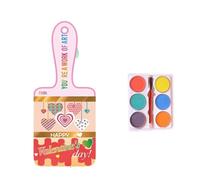 Juego de pintura de acuarela de San Valentín con tarjeta de San Valentín para niños, intercambio de aula, pintura de acuarela de 6 colores con pincel, divertidas alternativas de San Valentín