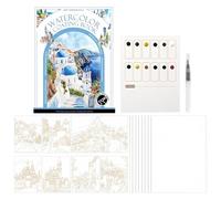 Juego De Pintura De Acuarela - Kit Libro Colorear Artístico Para Niños Adultos | Tablero Triple Un Uso Fácil, Pinturas Premium Relajación | Principiantes, Aficionados Terapia Creativa, Completo Inicio