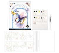 Juego De Pintura De Acuarela - Kit Libro Colorear Artístico Para Niños Adultos | Tablero Triple Un Uso Fácil, Pinturas Premium Relajación | Principiantes, Aficionados Terapia Creativa, Completo Inicio