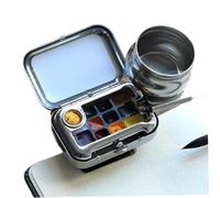 Juego de pintura de color de agua de viaje, 10 cuadrículas vacías de mini paleta de acuarela con clip magnético y jarra de la