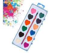 Juego de pintura en forma de corazón: suministros de arte creativo, estuche portátil de 22 x 5 x 1,4 cm, fórmula no tóxica con accesorio de pincel | Regalo navideño para álbumes de recortes Clases de