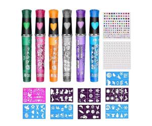 Juego de pintura facial a base de agua - Kit de maquillaje de arte corporal DIY de 17 piezas con marcador de tatuaje temporal | Ideal para de Halloween, cosplay, bailes, festivales escolares,