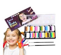 Juego de pintura facial y corporal de 12 colores - Paleta de pintura facial arcoíris, maquillaje lavable, kit de pintura corporal profesional para hombres, maquillaje de disfraces, Halloween, cosplay