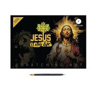 Juego de pintura para rascar de Jesús, juego de arte para rascar, kit creativo de papel arcoíris, actividad de manualidades de 11.54 pulgadas para niños y adultos de 3 años en adelante, regalo de