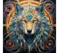 Juego de Pintura por números para Adultos,Lienzo de Pintura al óleo con Pinceles y Pintura,como Regalo de decoración del hogar,40 x 40 cm,la magia del lobo de colores del antiguo Egipto,Con marco