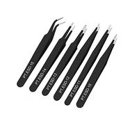 Juego de pinzas de acero inoxidable de 6 piezas, kit de pinzas de precisión industriales antiestáticas ESD, herramienta de reparación para soldadura electrónica, artesanía y belleza
