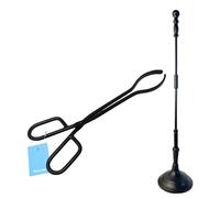 Juego de pinzas de acero negro y herramientas para chimenea de póquer de hierro fundido, hoguera resistente y accesorio de estufa de leña para un manejo seguro de troncos y gestión del fuego