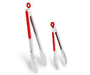 Juego de pinzas de cocina de acero inoxidable para cocinar, 21 cm y 34 cm