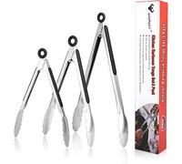 Juego de pinzas de cocina para barbacoa, juego de 3,18/8 (304) de acero inoxidable - 7,9,12 pulgadas, ensalada y parrilla resistentes que sirven pinzas de cocina para cocina