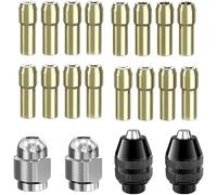 Juego de pinzas de portabrocas para accesorios Dremel para brocas Dremel, con adaptador de cambio rápido y herramienta de tuerca de taladro giratoria, kit de repuesto de tamaño de vástago de 1/32 a 1