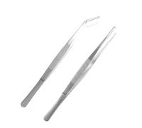 Juego de pinzas dobladas de acero inoxidable de 14 cm, antideslizantes, largas, rectas y anguladas, para mascotas acuáticas o corales y reparación de cocina, 2 unidades