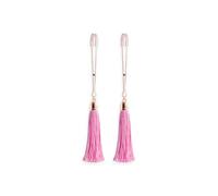 Juego de pinzas for pezones de metal con borlas, juego de pinzas for pezones de mujer en oro rosa, ataduras de esclavitud, juguete sexual for burlas, esclavo for mujeres(Pink)