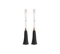 Juego de pinzas for pezones de metal con borlas, juego de pinzas for pezones de mujer en oro rosa, ataduras de esclavitud, juguete sexual for burlas, esclavo for mujeres(Black)