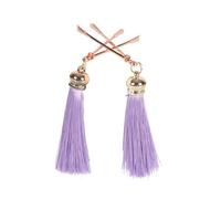 Juego de pinzas for pezones de metal de 4 colores con borlas, pinzas for pezones de mujer de oro rosa, juguetes sexuales de esclavitud for mujeres(Purple)