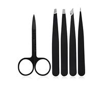 Juego de pinzas para depilación facial encarnada, kit de tijeras para depilación con estuche de cuero, tijeras de depilación